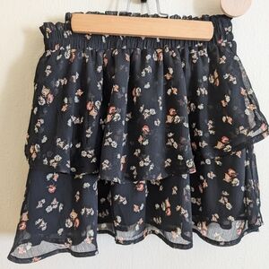Love, Fire Black Floral Mini Skirt - Size S
